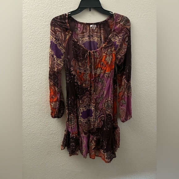 Xhilaration  Y2K Bohemian Paisley Dress in Purple and Orange - Picture 2 of 14